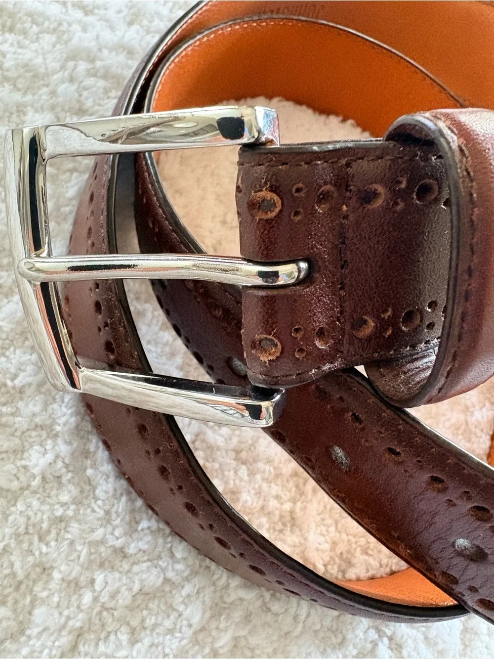 Johnston & Murphy Men’s Perfed-Edge Brown Leather Belt Size 36